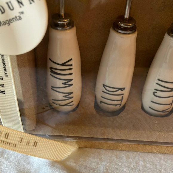 Rae Dunn: set of 6 rounded cheese holder & picks- wear on box - Picture 3 of 16